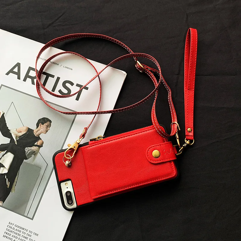 

Case For iphone 11 12 pro max Leather Phone Cover Wallet Card Strap Crossbody Pocket Fundas For iphone XS MAX XR X 6 6S 7 8 Plus