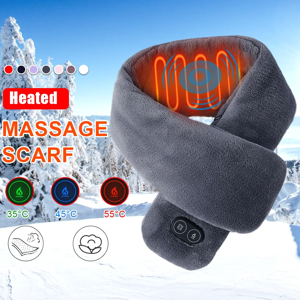 

USB Heated Men and Women Winter Scarf Shawl Foreign Trade Smart Heating Solid Color Vibration Massage Scarf Safe and washable