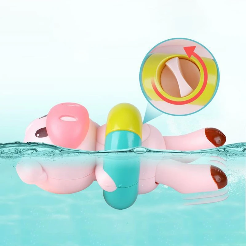 

Baby Bath Toy Cute Backstroke Swimming Pig Clockwork Water Toy Animal Wind-Up Model Kids Bathtub Pool Toy