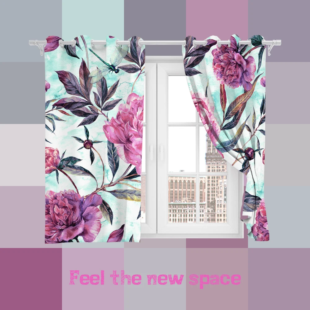 

Punch Hook Blackout Curtain Flower Customized Full Shade Sunscreen Blinds For Windows Home Kitchen Bedroom LivingRoom Decoration