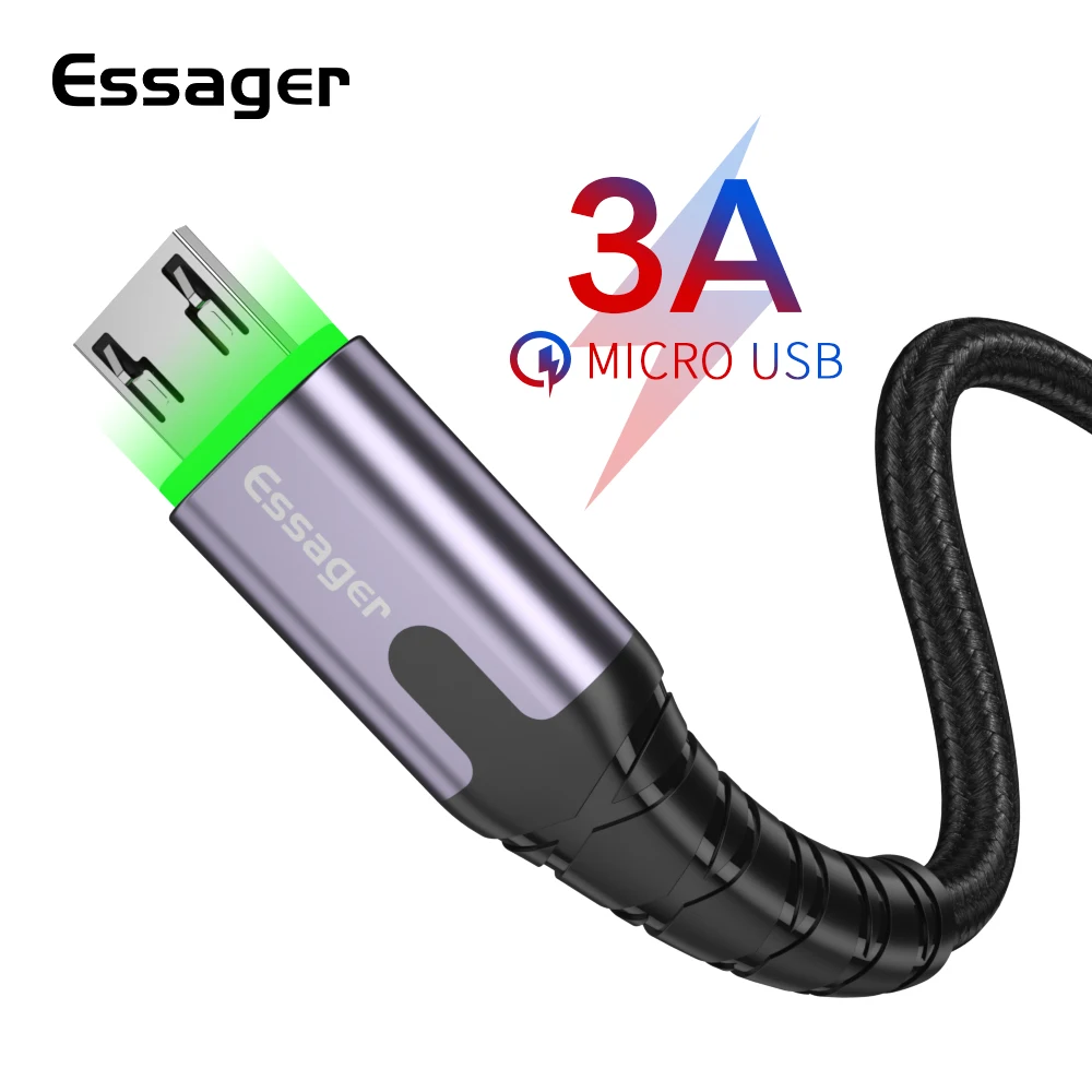

Essager Micro USB Cable 2.4A Fast Charger 3M Microusb Cable for Huawei Xiaomi LED Wire Android Phone Charging Data Cables Mobile