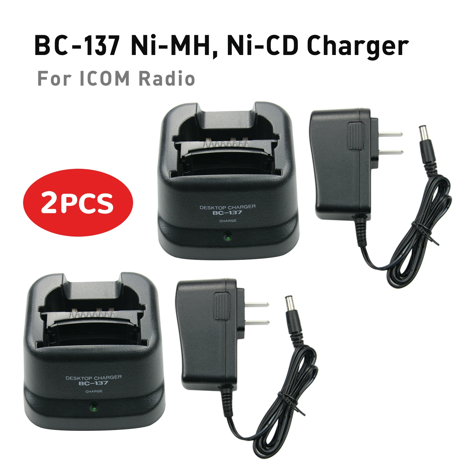 2X Radio Battery Charger BC-137 for ICOM IC-A6E, IC-A24, IC-A24E  IC-F3GT, IC-F3GS, IC-F4GT, IC-F4GS,  IC-F11, IC-F11BR, IC-F11S