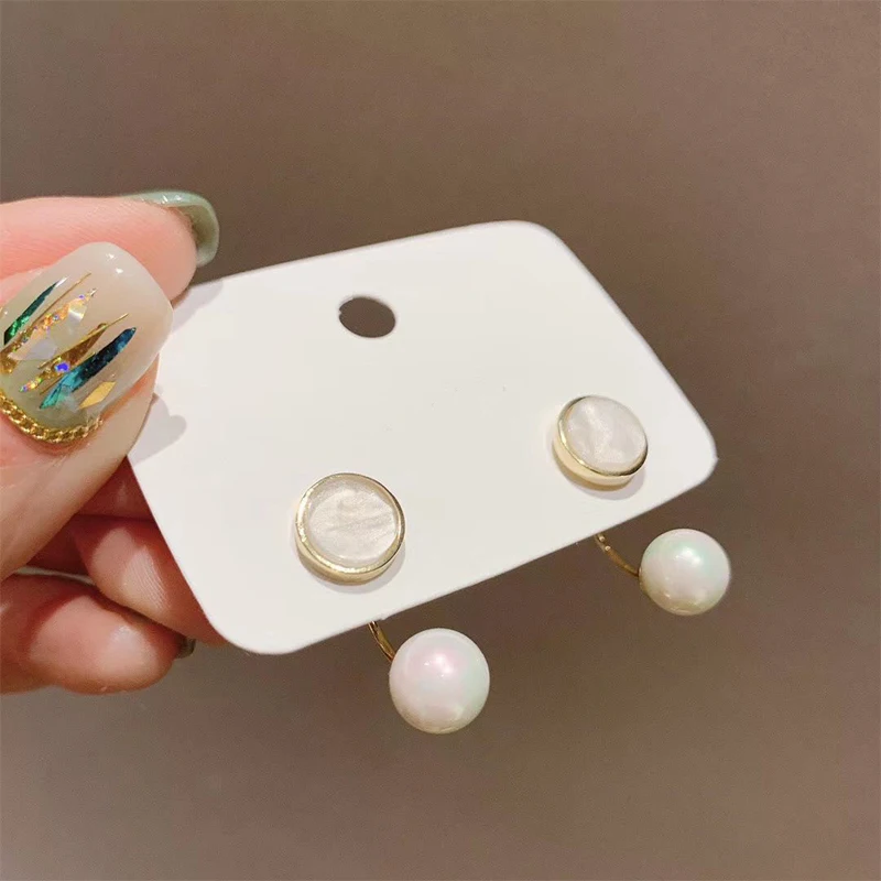 2 шт./компл. модные серьги для женщин Простой Жемчуг геометрический принт круглый