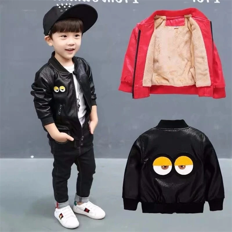Children Girls Plush Fur Jackets Autumn Winter Toddler Boys thickening Leather Clothing Coats Baby Kids Zipper Clothes | Детская одежда