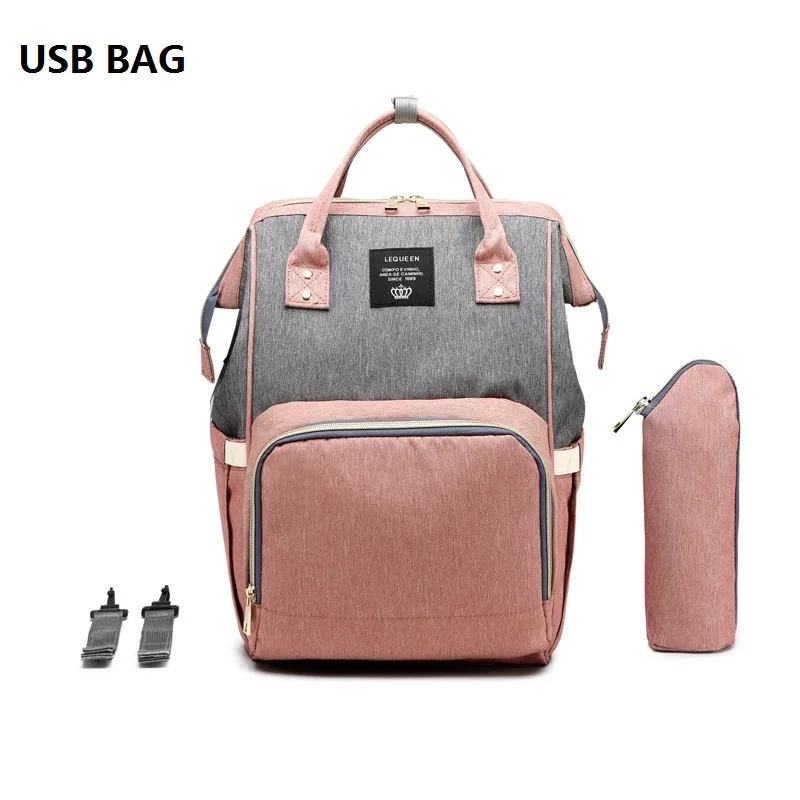 usb bag USB Mommy Bag Diaper Large Capacity baby bag travel Nappy diaper backpack waterproof anti-loss maternity bag handbags for moms - Цвет: usb bag