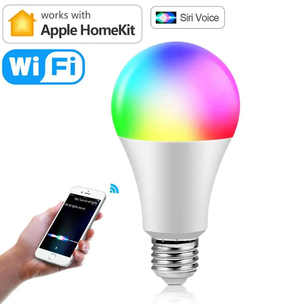 Wifi Smart RGB LED Light Bulbs Siri Voice APP Control Apple Home Lamps Kit E27 