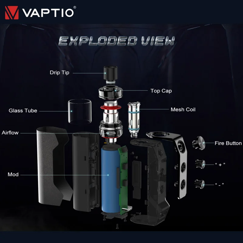 100% оригинальная электронная сигарета Vaptio регулируемый вейп 60 Вт боксмод со