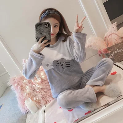 Специальная цена осенне зимние теплые женские пижамные комплекты толстая