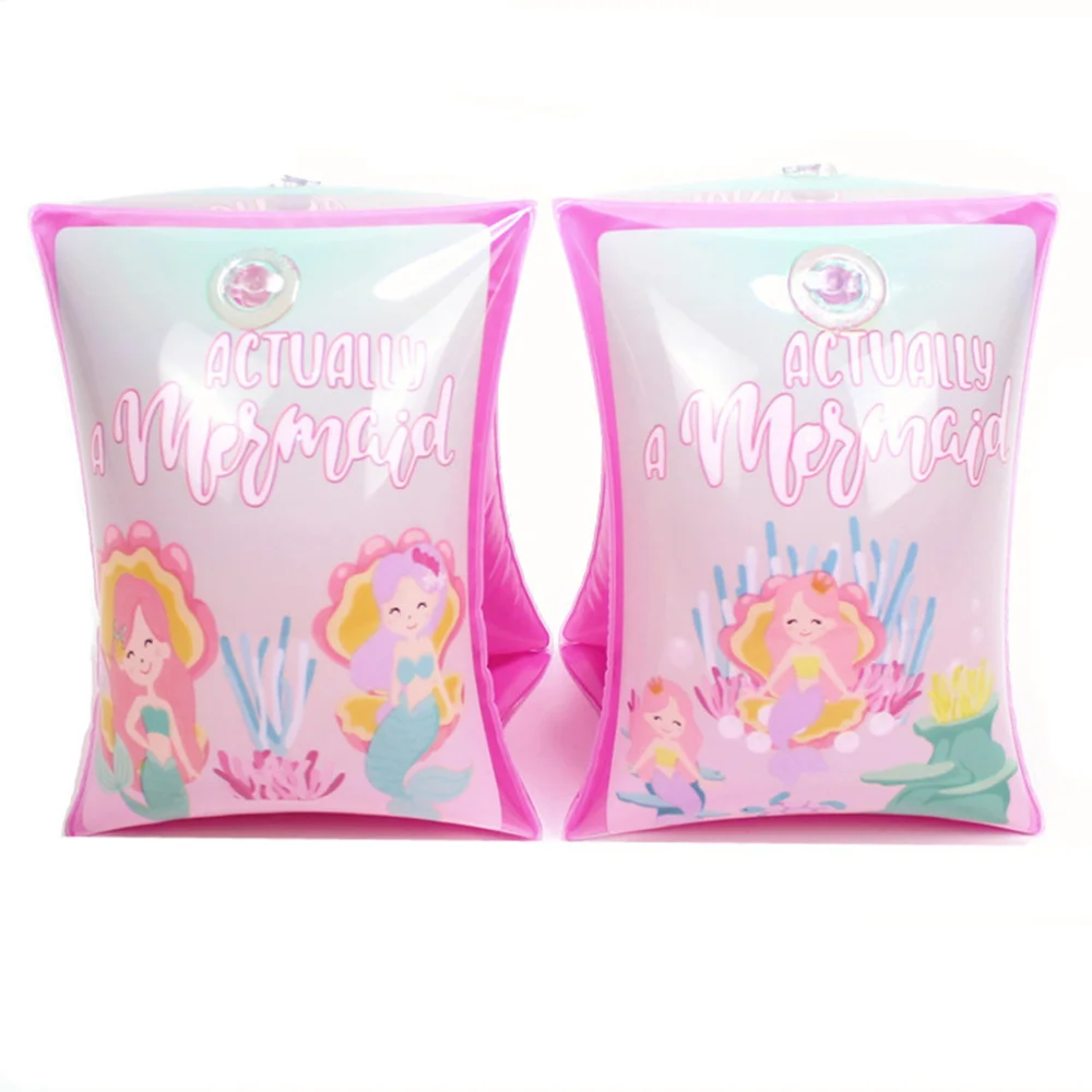 

1 Pair Adorable Mermaid Pattern Swim Rollup Floats Tube Water Inflatable Armbands Flotation Sleeves for Kids Children