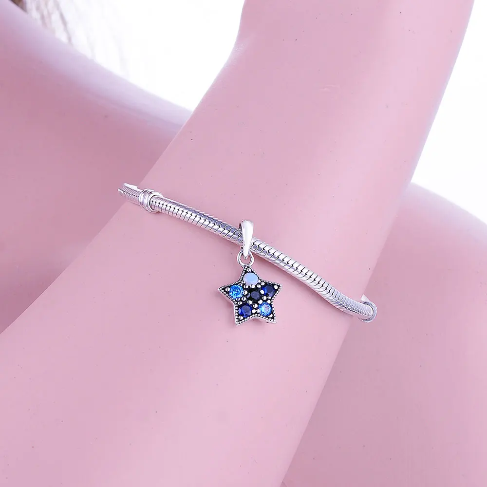 Fits Original Brand Charms Bracelet DIY Jewelry Making 925 Sterling Silver Star Dangle Charm Beads With Mix CZ 2021 Berloque | Украшения и