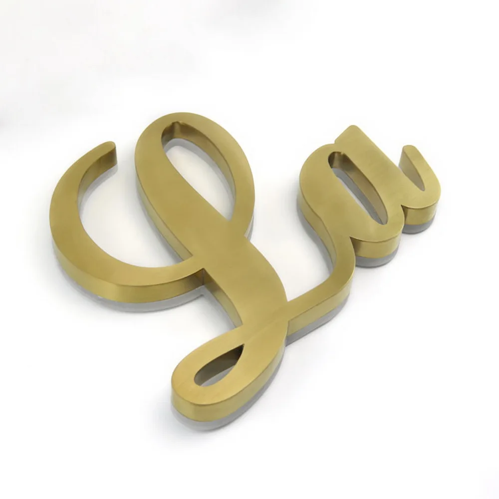 Горячая Распродажа 3D металлическая подсветка знак золотой Нержавеющая сталь