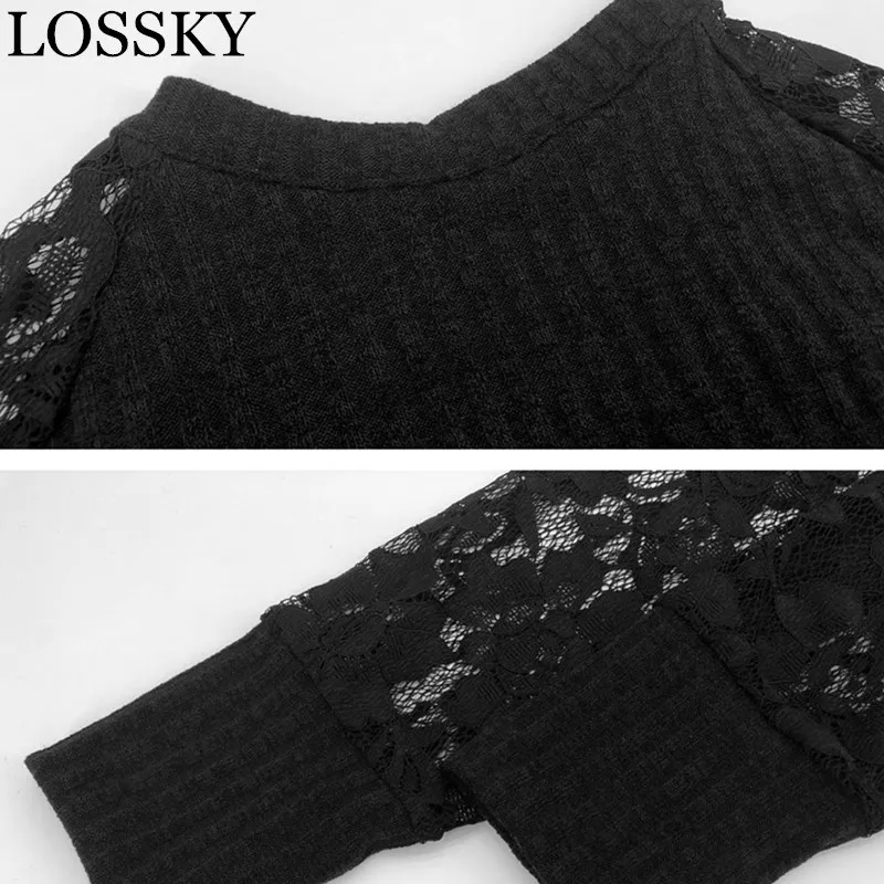 

Black Sexy Backless Hollow Out Sexy Mini Dress Flower Lace Patchwork Long Sleeve Bodycon Slim Elegant Party Clubwear Dress Robe