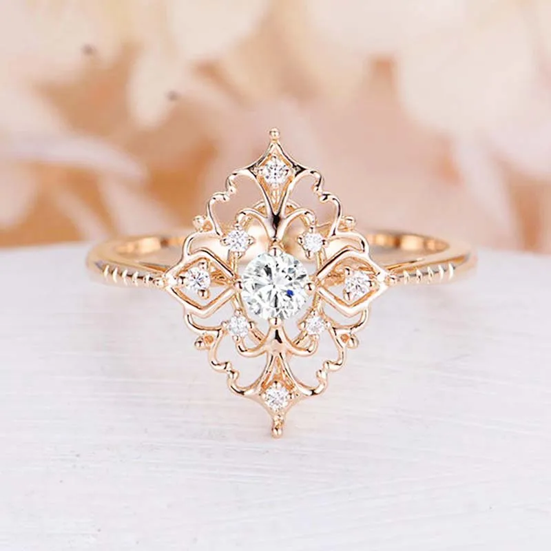 Женские кольца в стиле ретро барокко Роскошная роза золотой цветок обручальное