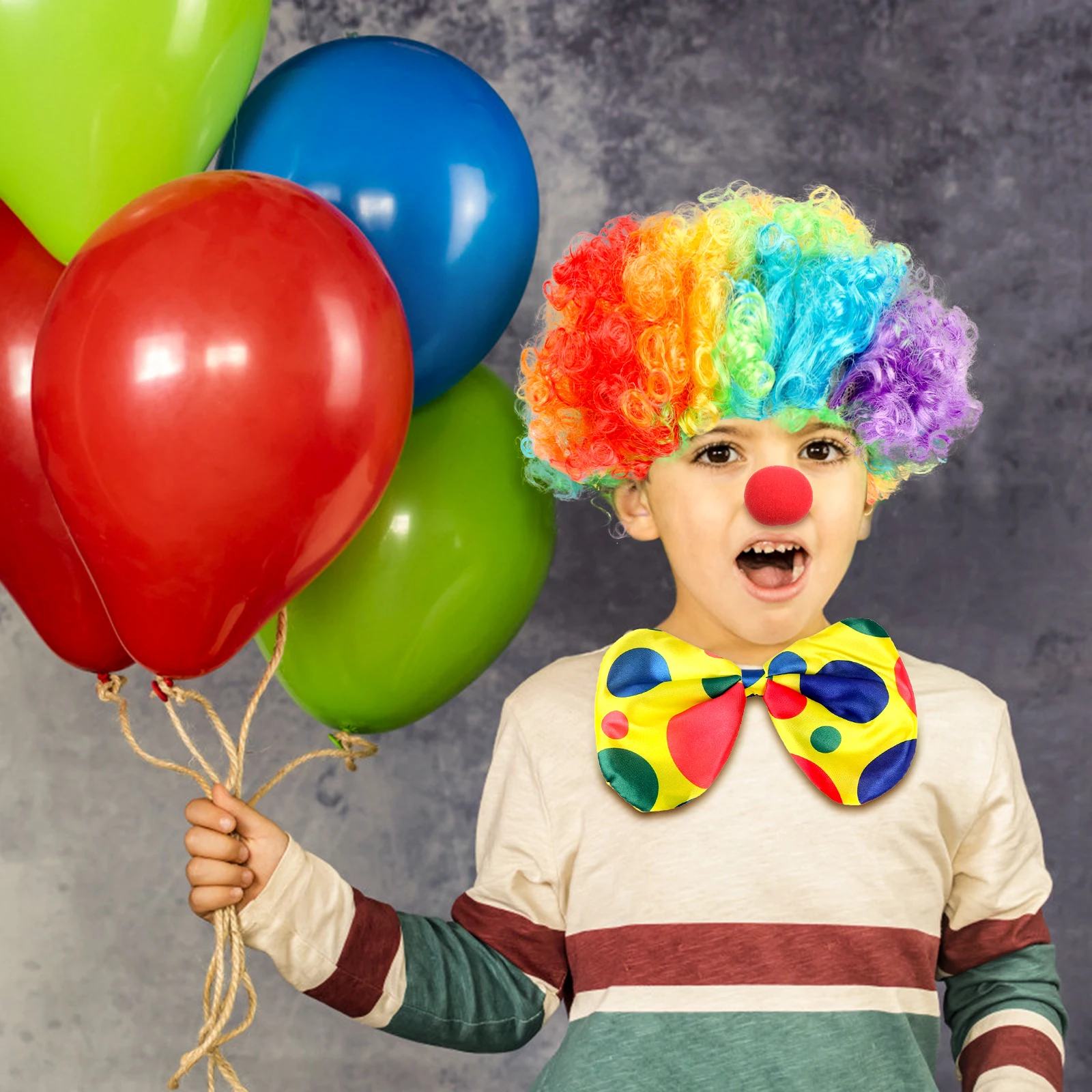 6 шт./компл. клоунские костюмы поставки-клоуна Жилет с красным носом Радужный