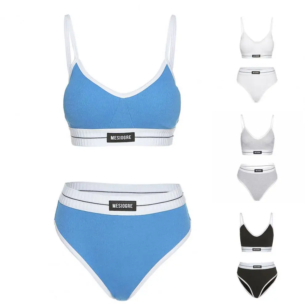 

Polyester 1 Set Skin-friendly Two Piece Women Swimwear Beach Party Bikini Two Piece for Water Activity