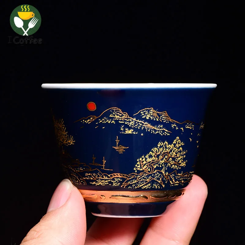 

Blue and White Porcelain Ji Blue Ceramic Kung Fu Tea Set Small Tea Cup