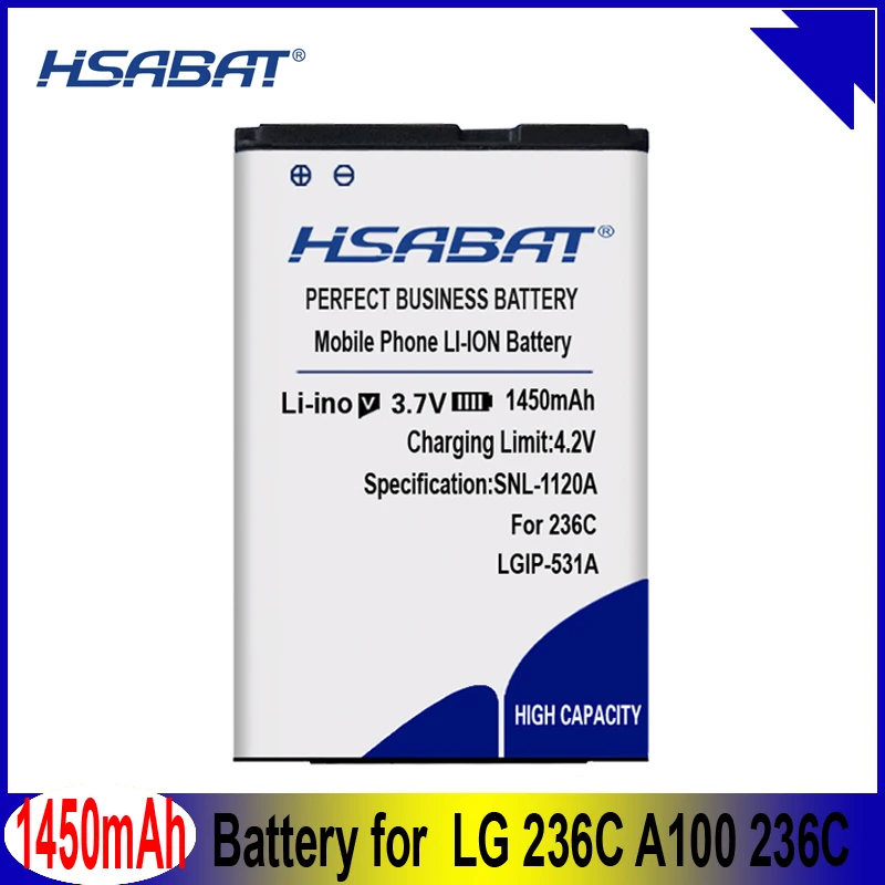 HSABAT 1450 мАч LGIP-531A Аккумулятор для LG 236C, A100 Amigo, A170, C195, G320GB, GB100, GB101, GB106, GB110, GB125, GM205, GS101, KG280, KU250