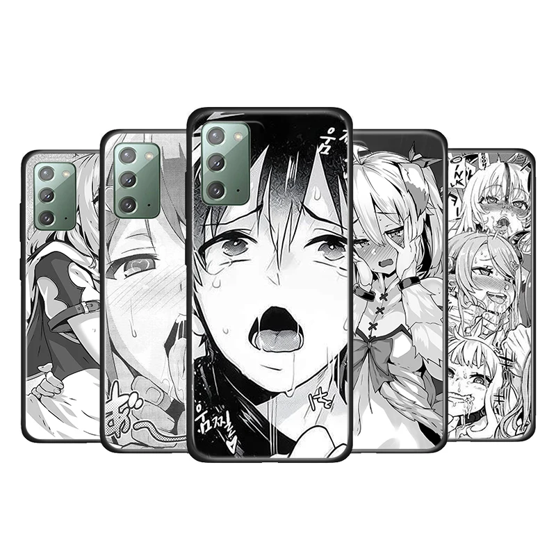 

Ahegao manga girl for Samsung Galaxy Note 20 Ultra 10 Plus 5G M62 M60S M40 M31S M21 M10 F52 Soft Black Phone Case