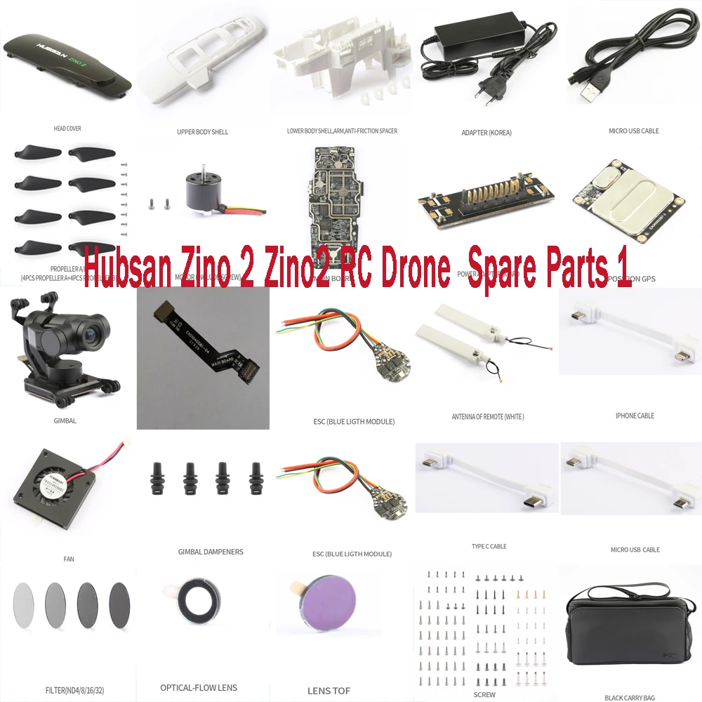 Дрон Hubsan ZINO2 ZINO 2, оригинальные аксессуары для радиоуправляемого дрона, лезвие двигателя, ESC shell, плоский кабель, кабель для дистанционного управления, зарядная линия и т. д. 1