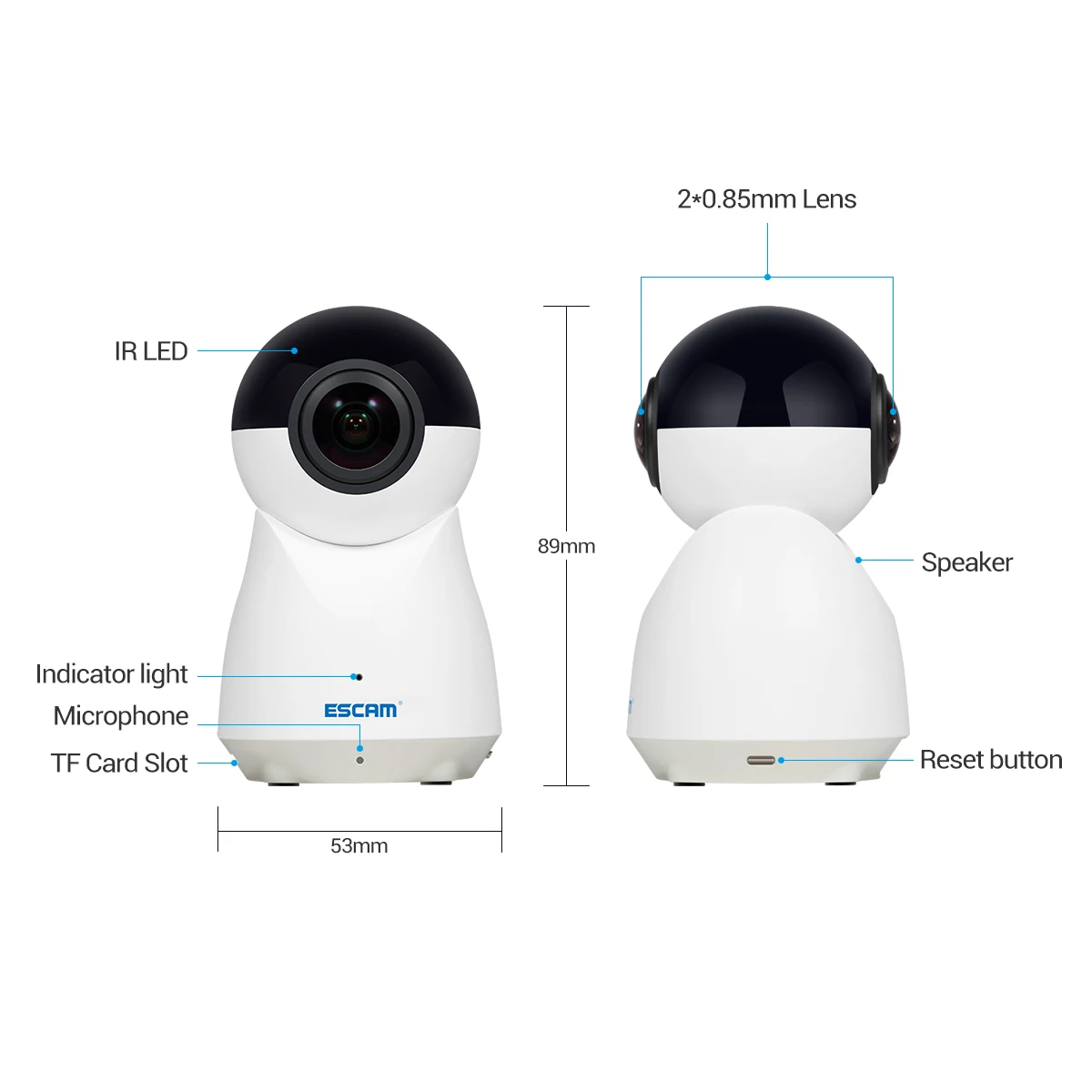 IP-камера ESCAM QP720 H.265 1080P панорамная с углом обзора 720 градусов и поддержкой Wi-Fi |