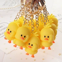10pc fashion little yellow duck keychain cartoon cute girl keychain accessories key ring women men car bag pendant gift jewelry