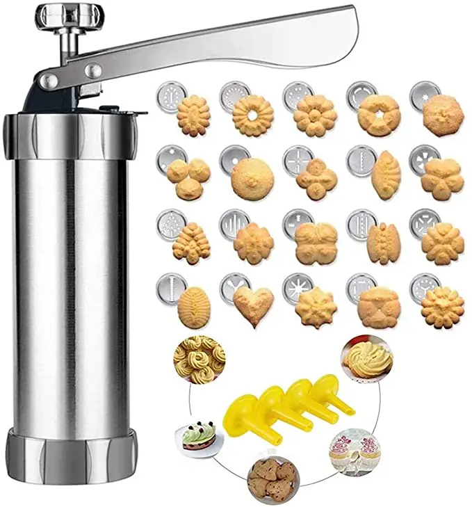 Cookie Press Gun Kit for DIY Biscuit Maker Churro Maker Machine Icing Gun Cookie Press for Baking Decoration 20 Stainless Steel