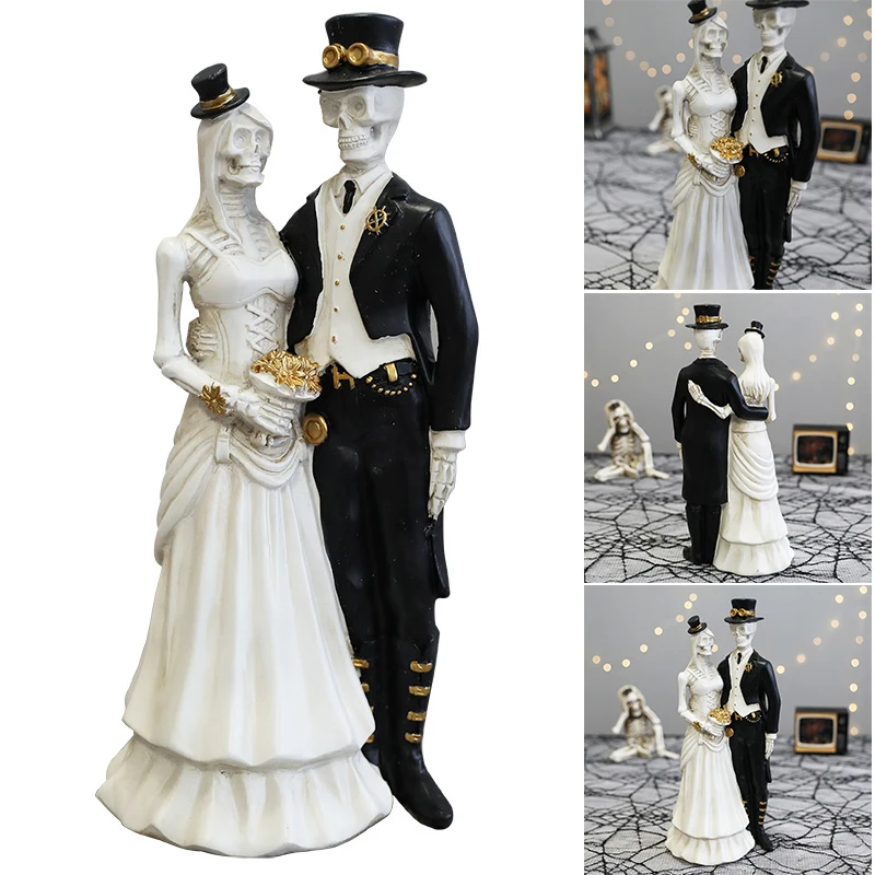 

Halloween Glow Skeleton Couple Horror Atmosphere Sculpture Resin Crafts for Halloween Decoration Props TS2 Horrible skeleton