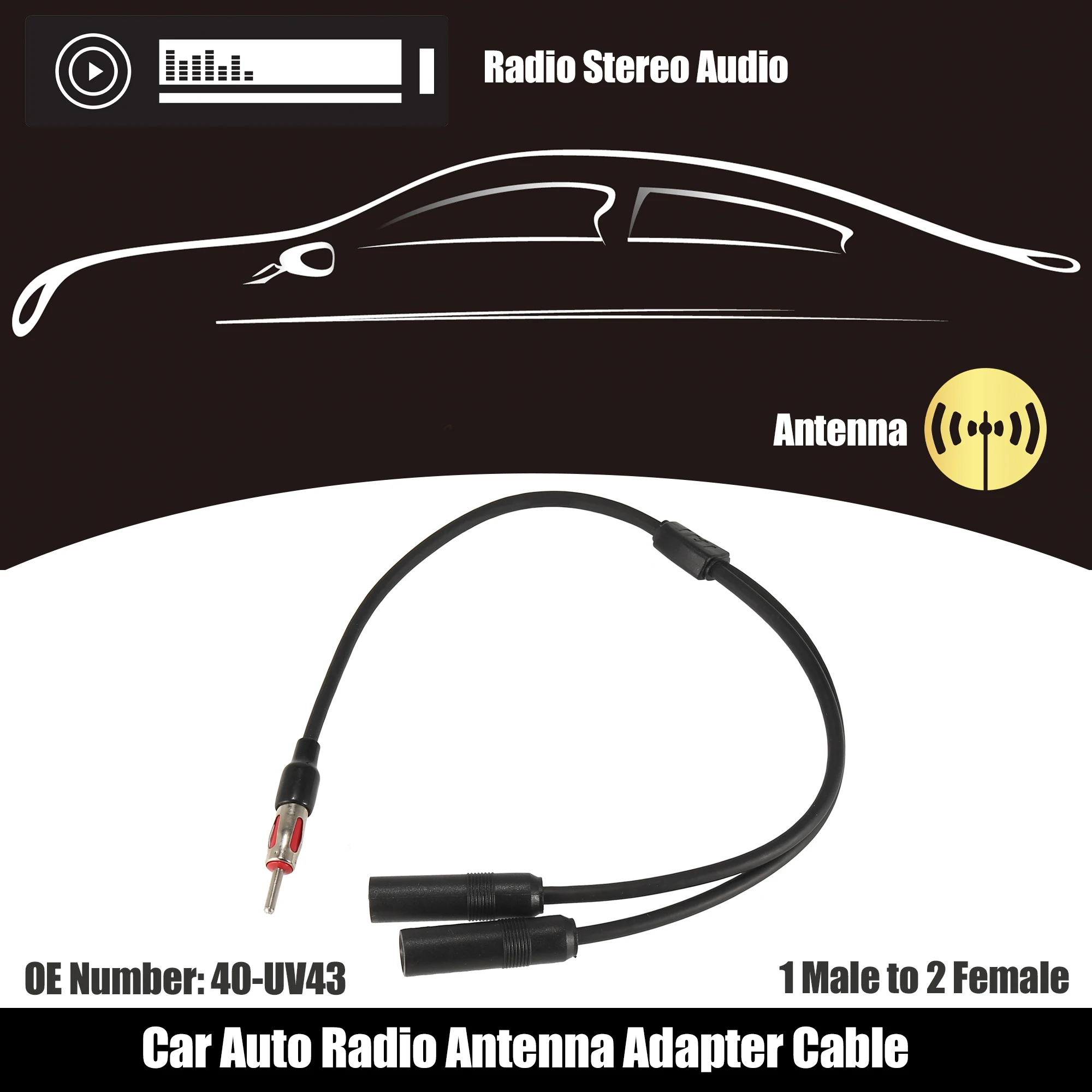 

Uxcell Universal Car Auto Radio Antenna Splitter Extension 1 Male to 2 Female FM AM Aerial Adapter Plug Connector Cable