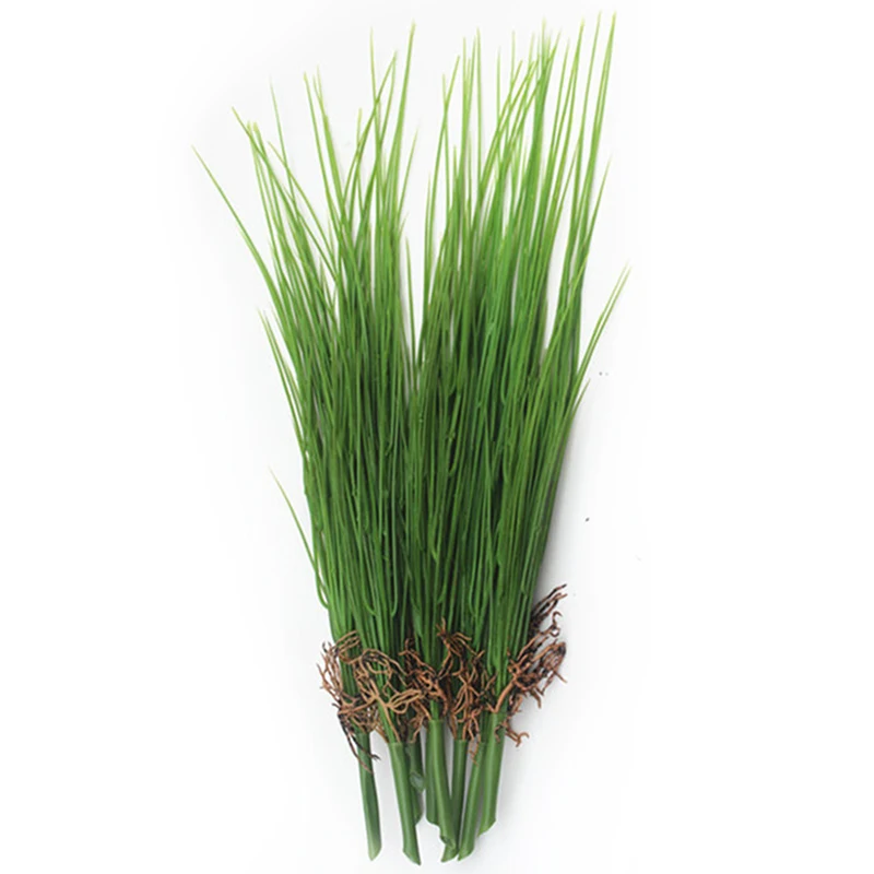 

Искусственная зеленая трава, 10 шт., 45 см, тонкая трава, искусственное зеленое растение, настенное украшение в горшке для сада, дома