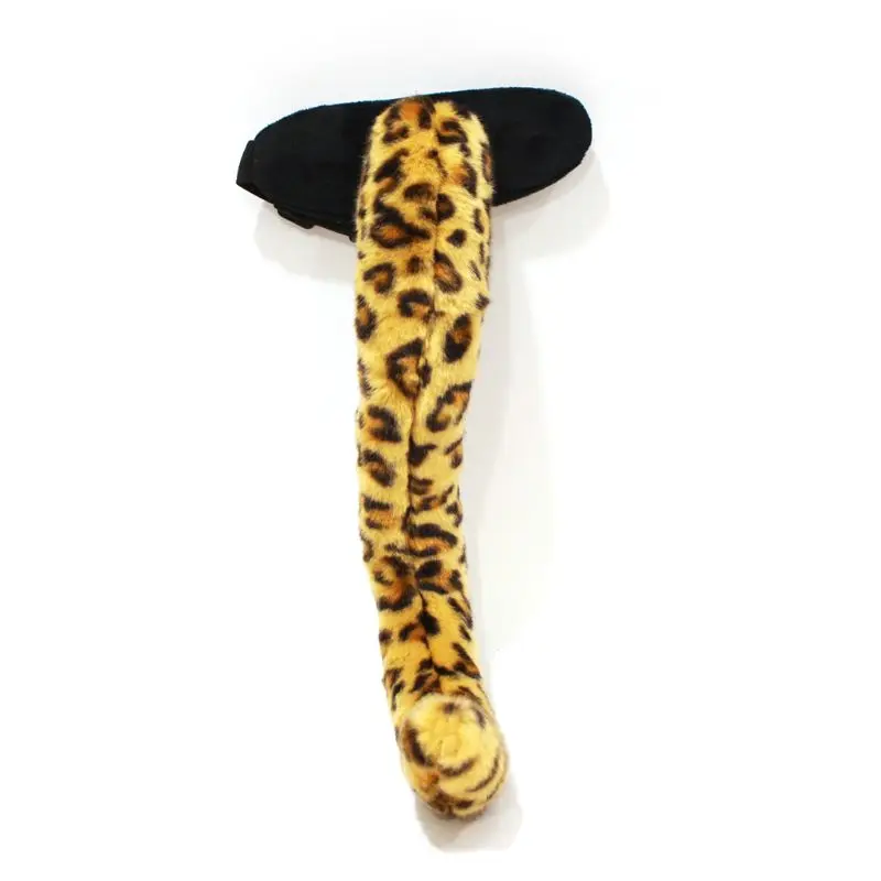 

Plush Kids Leopard Party Costume Set Props Cute Tail Paws Headband for Party