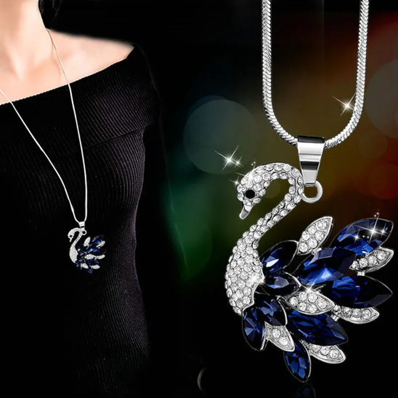 4-White.Blue Модный элегантный свитер цепь Длинный Кристалл снег подвеска в виде капли воды аксессуары Длинное украшение ожерелье ювелирные изделия - Окраска металла: 4-White.Blue