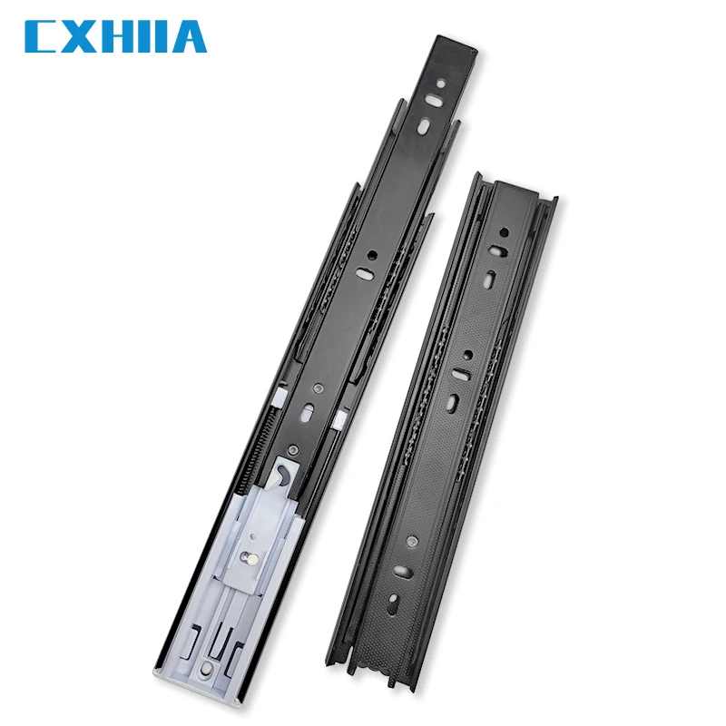 Side Mount 10-24 Inch Ball Bearing Metal Black Rails Track Guide Glides Drawer Runners Rail