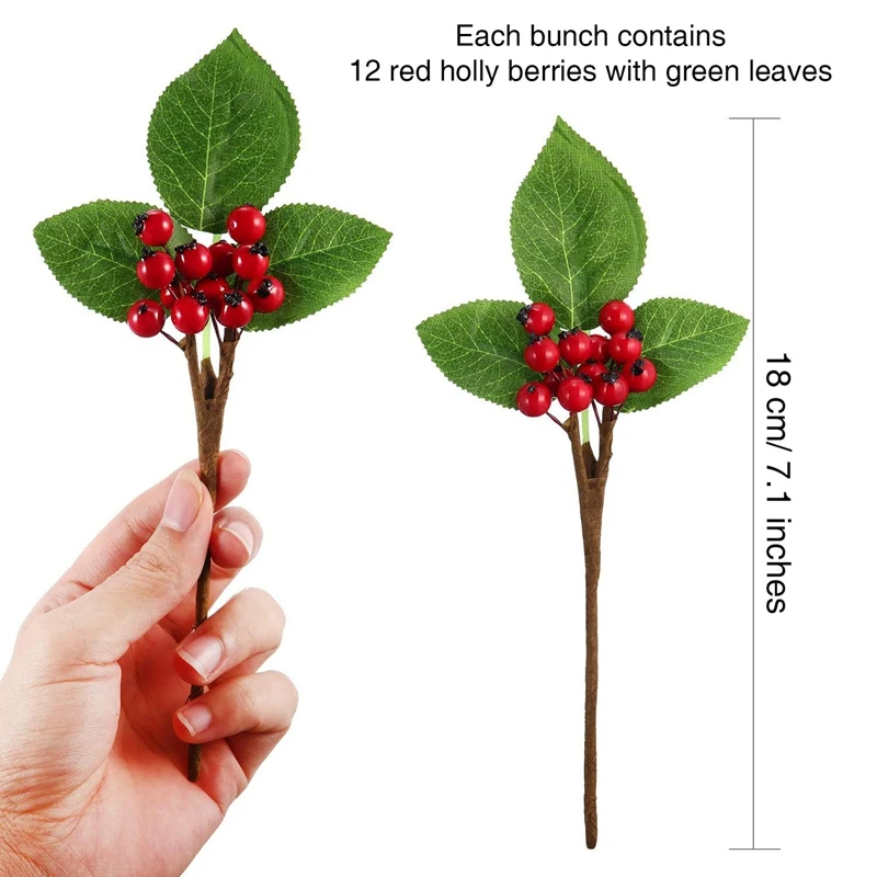 20 рождественские искусственные ягоды твиг стебель поддельные связка для