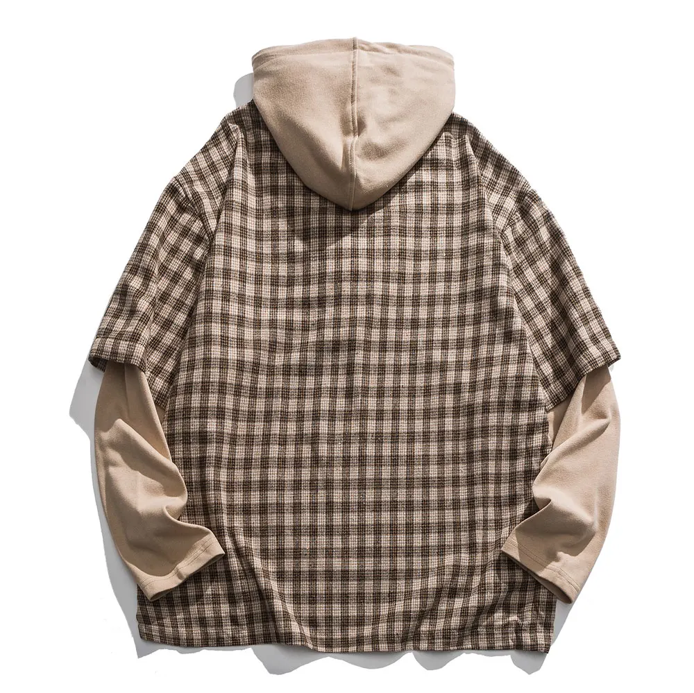 Женские полосатые клетчатые накладные толстовки из двух частей повседневный