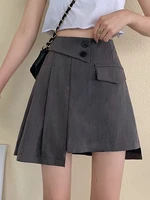 summer 2021 new design sense half length skirt female irregular skirt high waist skirt college style pleated skirt