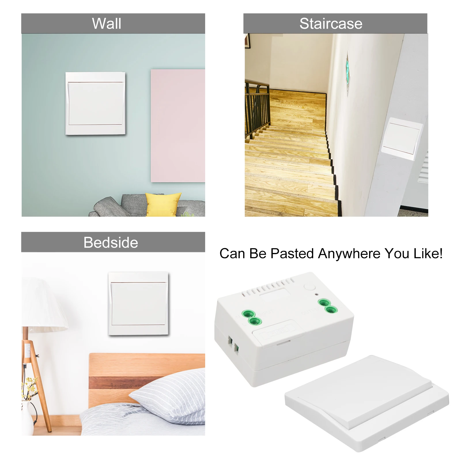 433HMz RF Wireless Remote Control Switch Module and Self-powered Push Button Wall Light Controller 1527 | Электроника