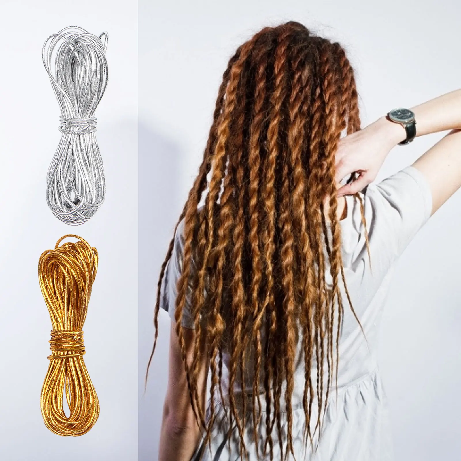 

Dreadlock Beads Braids Hair Accessories Braiding Hair Deco Styling Shimmer Stretchable Braiding Hair Strings Long 5 M/pc