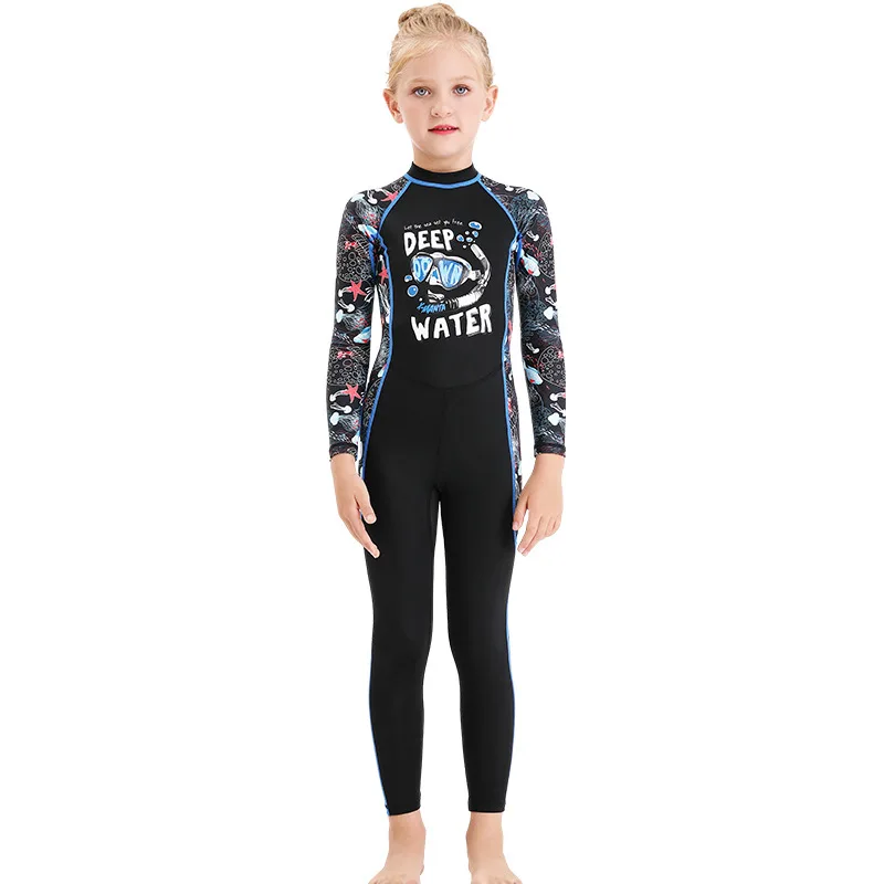 

New Kid's Swimwear Sun Protection One-Piece Diving Suit Long-Sleeved Children's Drifting Snorkeling Quick Drying Clothes