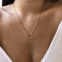 vintage round small heart pearl long necklace for women gold color stainless steel necklaces pendants simple jewelry