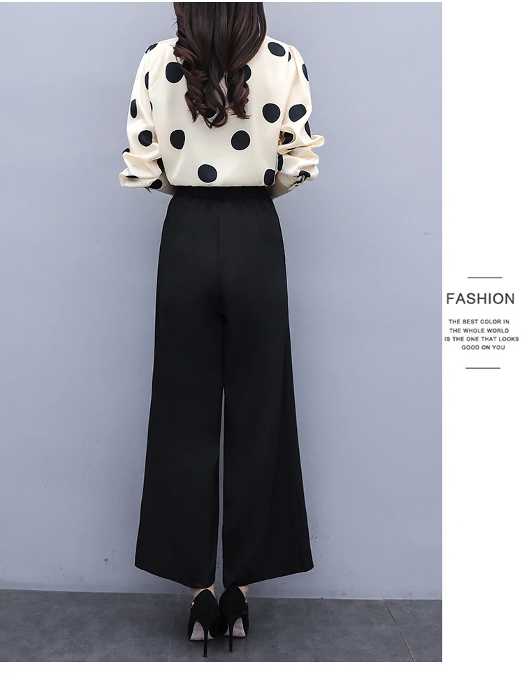 Элегантный OL повседневный комплект из двух предметов: блузка и штаны Женский