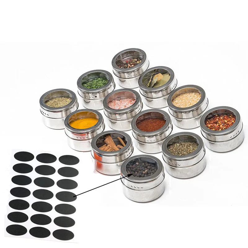 

6Pcs Mini Seasoning Jar Stainless Steel Canister Set Portable BBQ Salt Pepper Shakers For Outdoor Home Seasoning Container