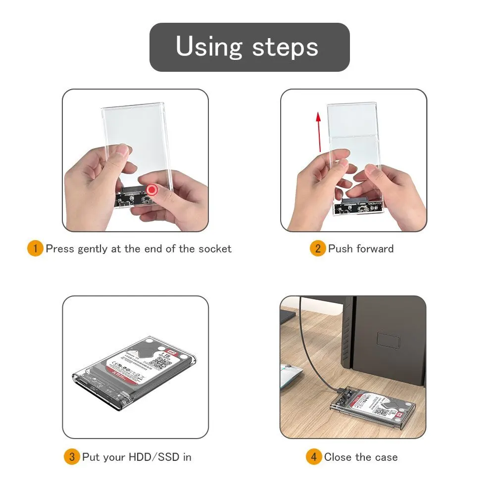 Корпус с USB3.0 на SATA3.0 футляр для внешнего жесткого диска кабелем 2 5 &quotHDD и SSD SATA