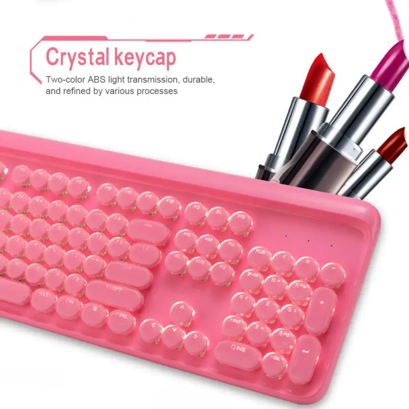 

Mechanical Keyboard Blue Switch Solid Color 87 Keys White Backlit Crystal Key Cap Esports Gaming Desktop Computer Keyboards