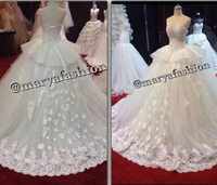 arabian design sweetheart appliqued lace flower peplum puffy wedding dresses bridal gown
