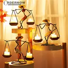 Скандинавский металлический подсвечник для дома абстрактный персонаж скульптура подсвечник Декор ручной работы статуэтки подсвечник подарок