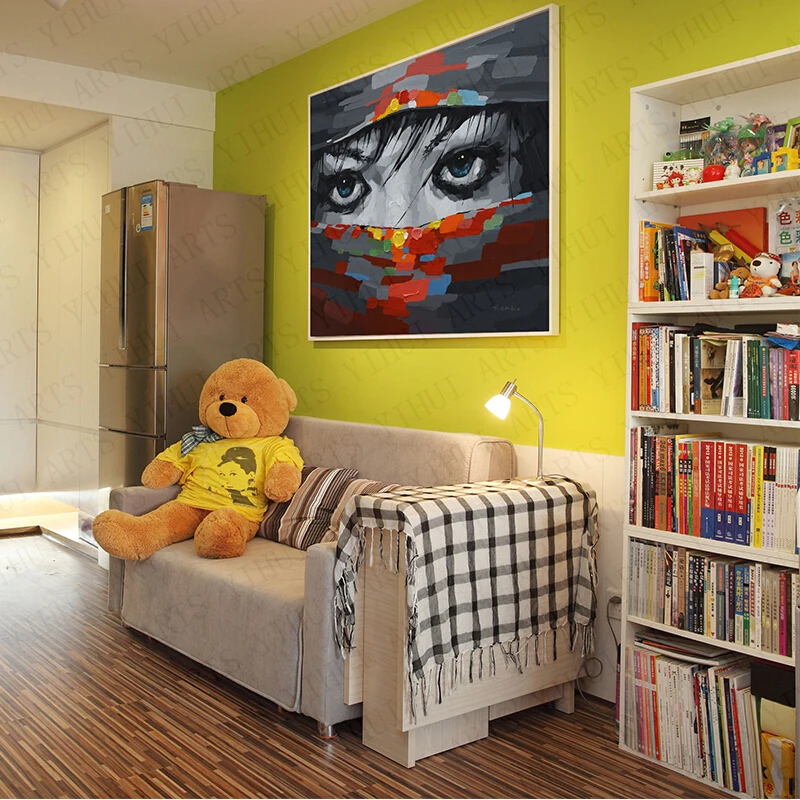 100% ручная роспись абстрактный ниндзя крутые глаза Масляная Краска на холсте