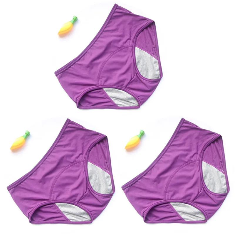 purple X 3 3 шт./компл. герметичность гигиенические трусики физиологические трусы Для женщин нижнее белье период хлопковые непромокаемые трусы дропшиппинг HP21 - Цвет: purple X 3