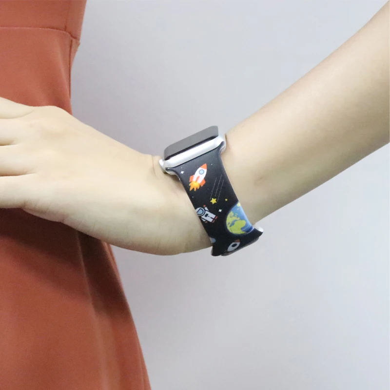 

Colorful Pattern Bands for Apple Watch Band 42mm 38mm Sport Silicone Replacement Strap For Apple Watch Band 6 5 40mm 44mm straps