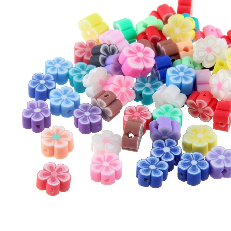 

50pc/bag Soft Clay Polymer Clay Soft Loose Beads 8mm Flower-shaped Mixed Color for Jewelry Making DIY Necklace Bracelet Earrings