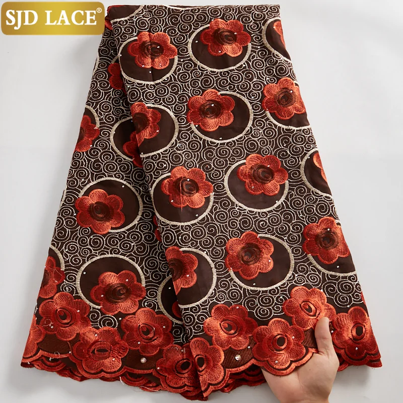 Кружевная вышитая ткань SJD африканская сухая кружевная красивая швейцарская